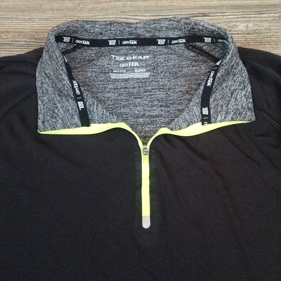 Long Sleeve Quarter Zip Athletic Dry Tek T Shirt Top - Picture 3 of 12
